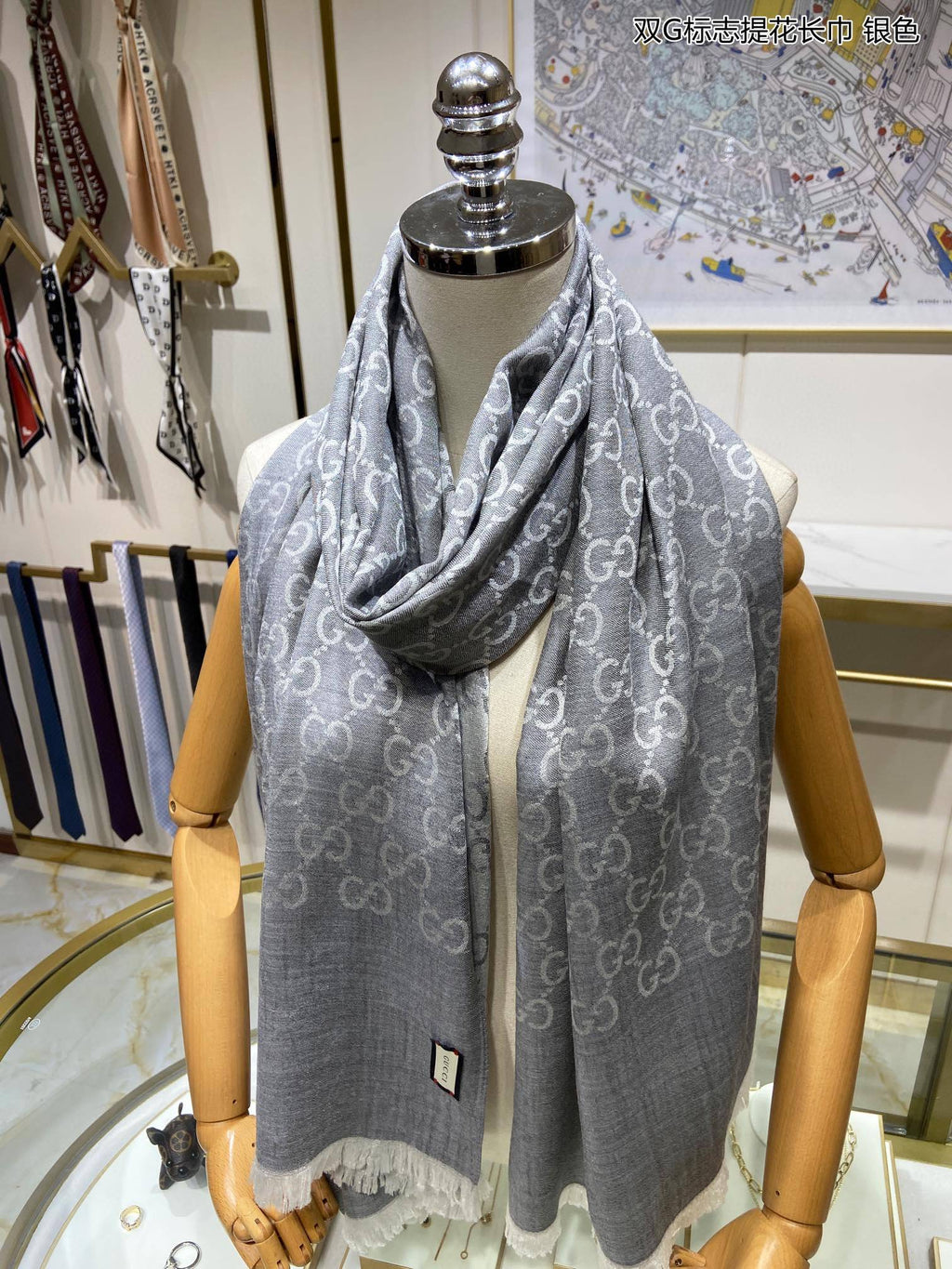 GUCCI 25S SCARF 200 IN CASHMERE SILK 706564