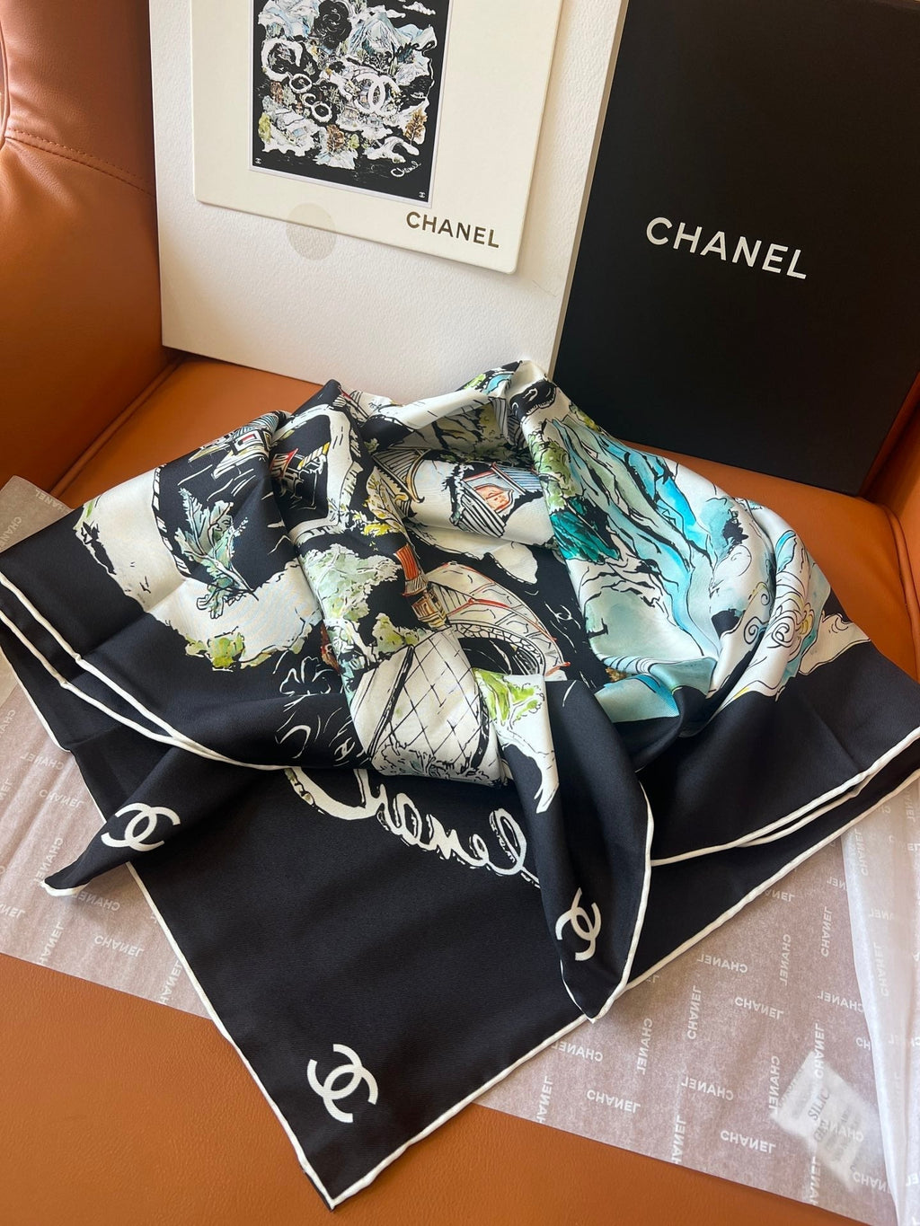CHANEL 25S SCARF 90 IN SILK 715642