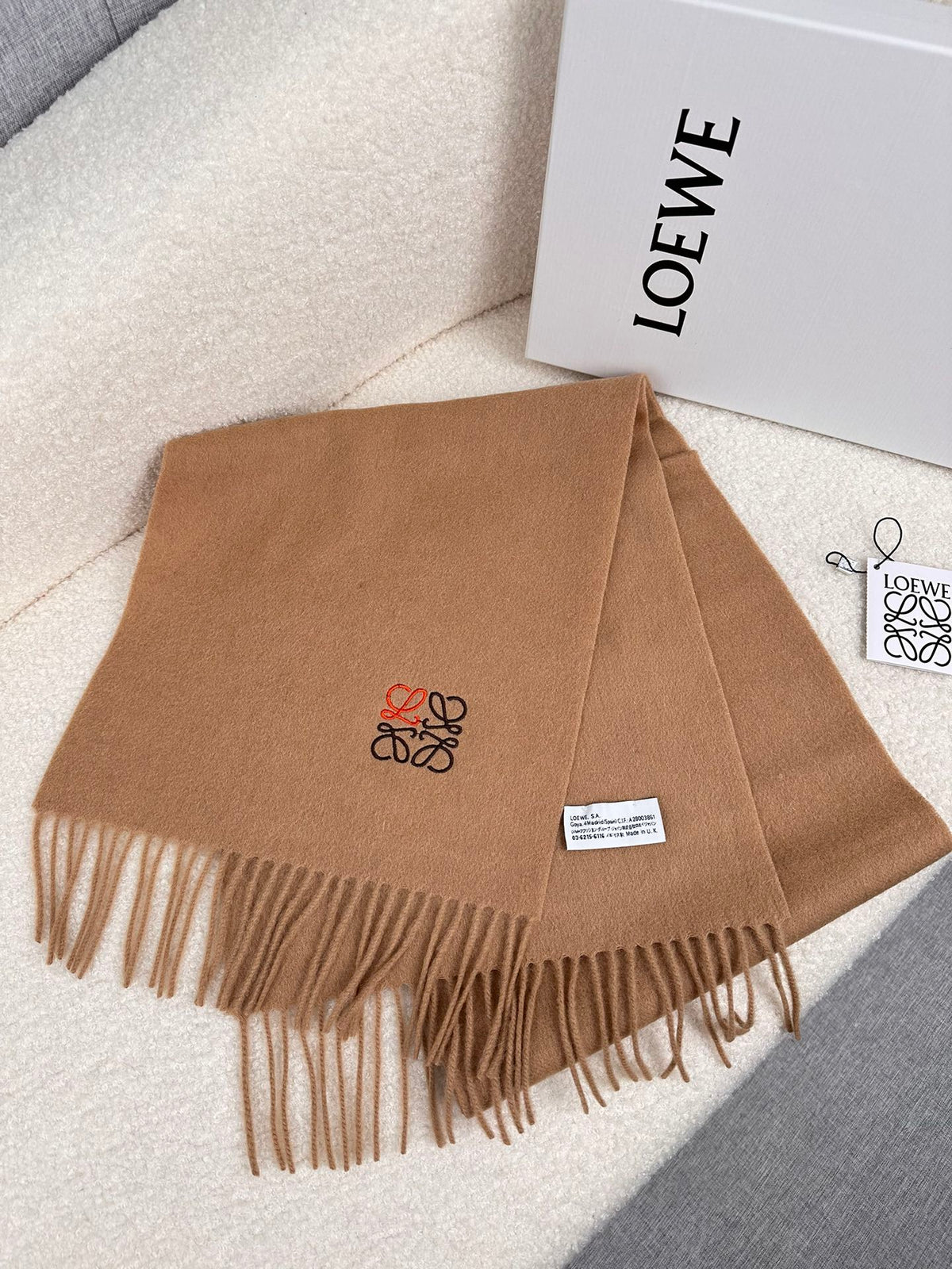 LOEWE SCARF 180 CM IN CAMEL BEIGE CASHMERE 353156