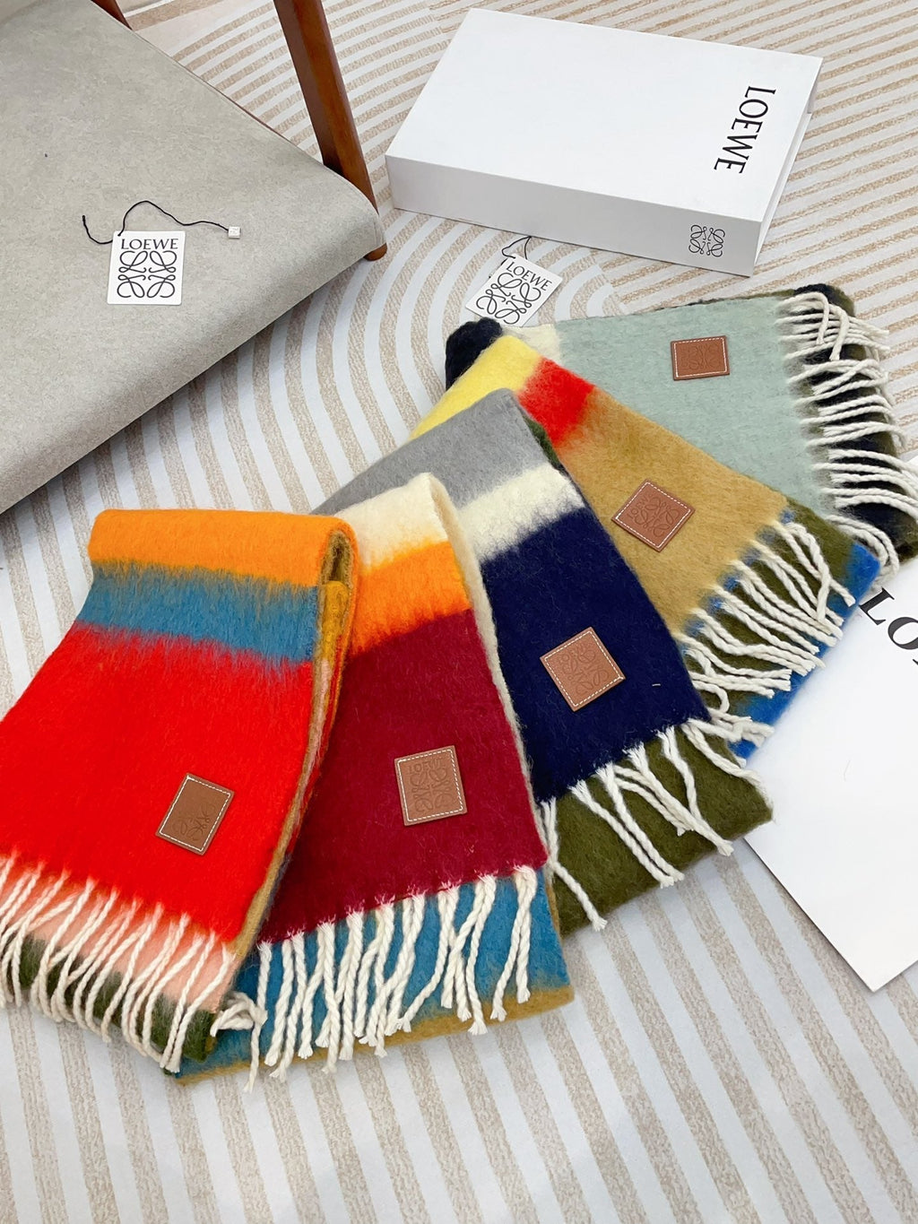 LOEWE SCARF 185 CM IN COLORFUL GRADIENT WOOL AND MOHAIR 396253