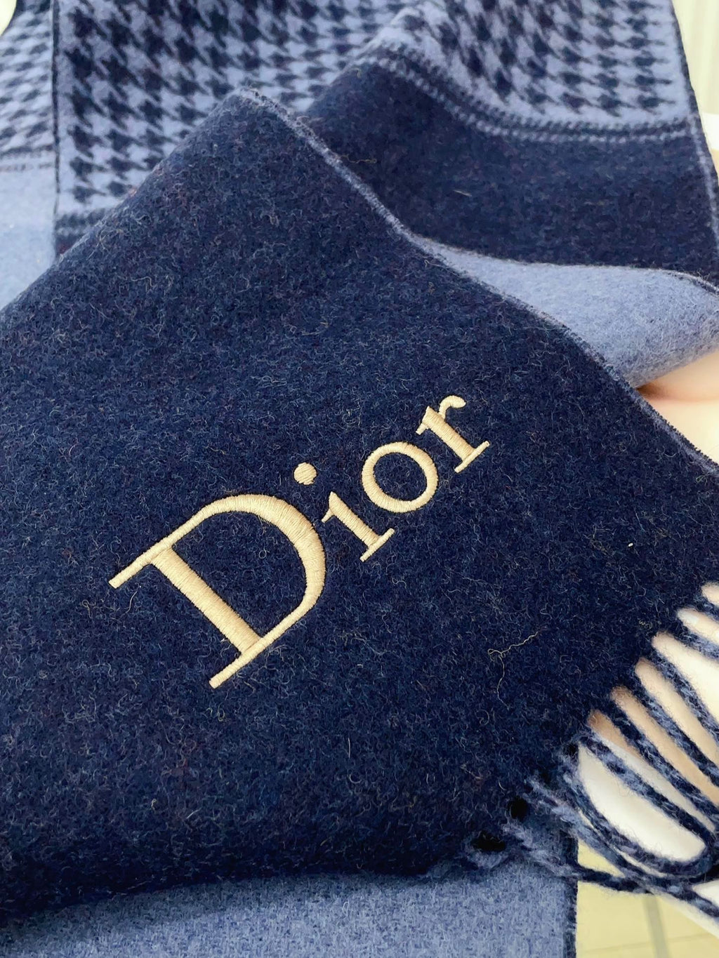 DIOR SCARF 180 CM IN NAVY BLUE CASHMERE 419819