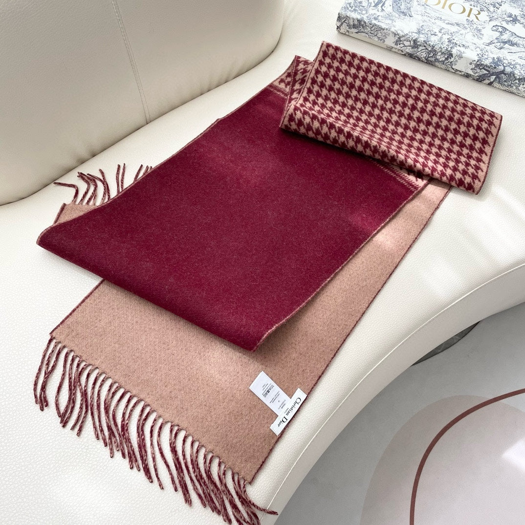 DIOR SCARF 180 CM CURRANT RED WOOL AND CASHMERE 407334