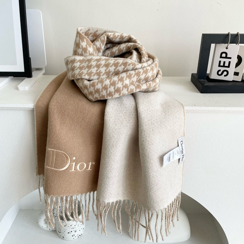 DIOR SCARF 180 CM CAMEL BEIGE WOOL AND CASHMERE 407335