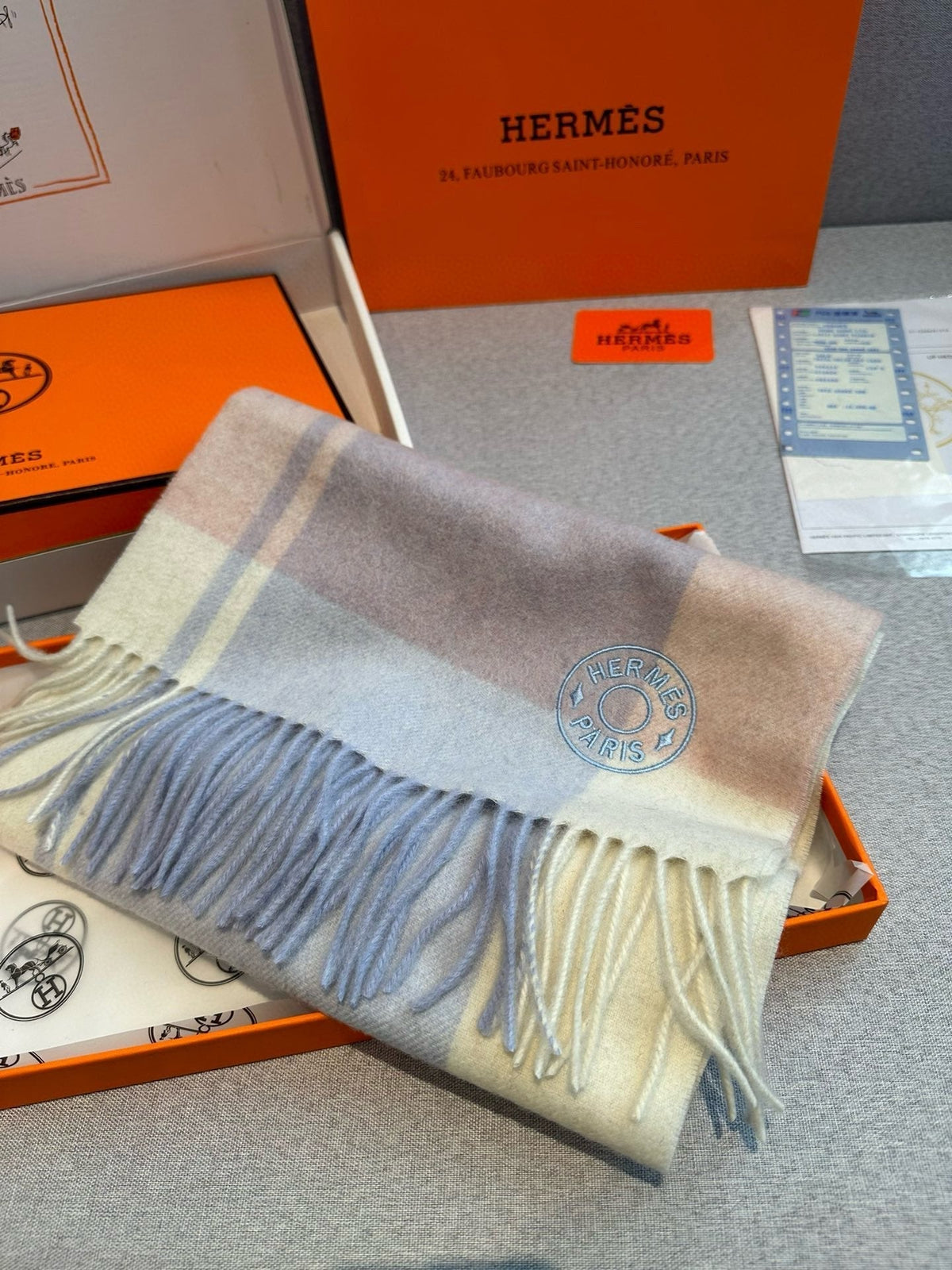 HERMES SCARF 180 CM IN COLORFUL CASERE 381231