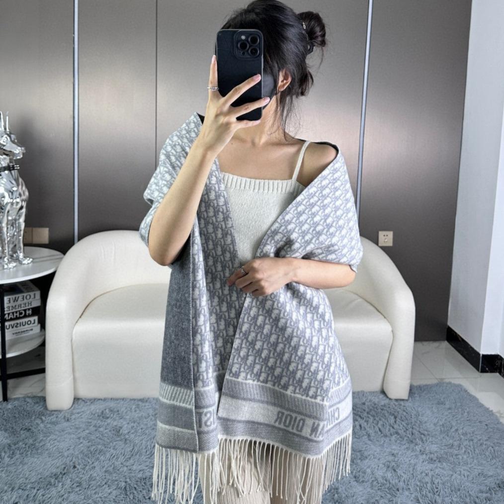 DIOR SCARF IN PALE GRAY MONOGRAM CASHMERE 413720