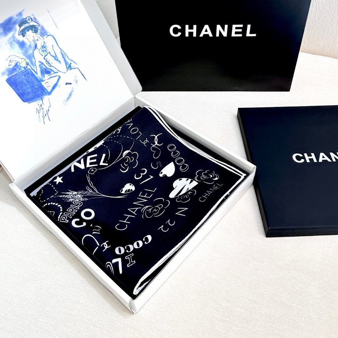 CHANEL 25S SCARF 90 IN SILK 730661