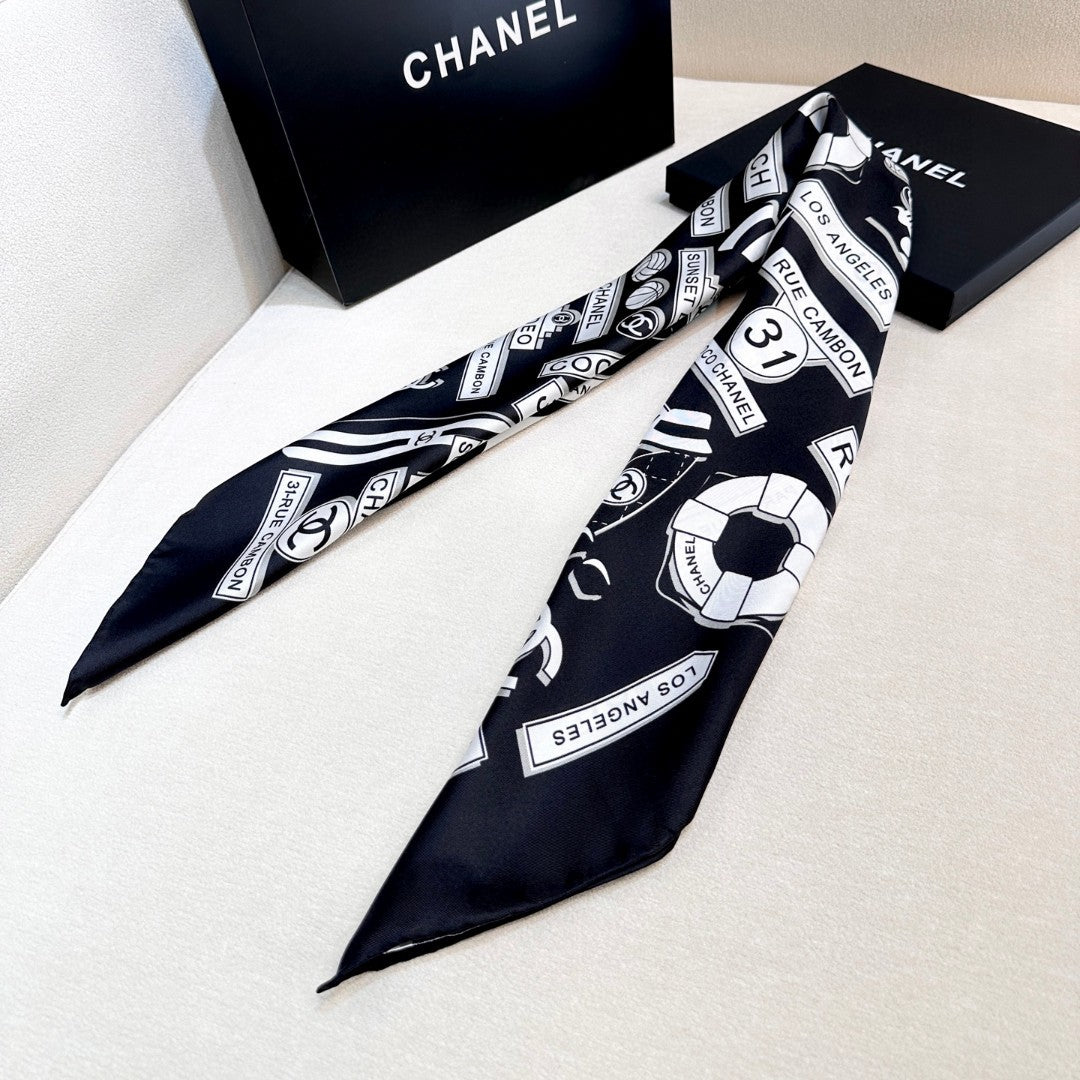 CHANEL 25S SCARF 90 IN SILK 729053