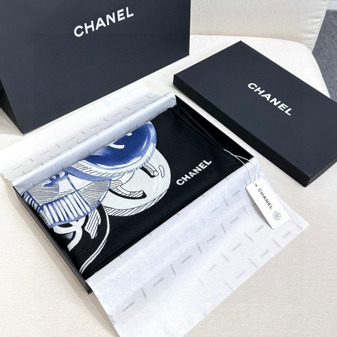 CHANEL 25S SCARF 140 IN CASHMERE SILK 642079
