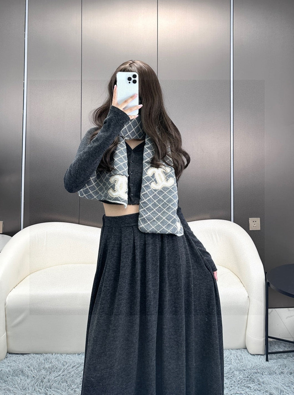 CHANEL 25S SCARF 185 IN CASHMERE 721524