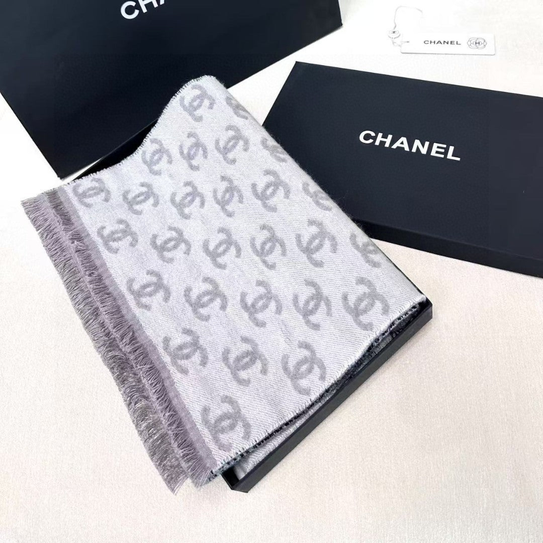 CHANEL 25S SCARF 185 IN CASHMERE WOOL 733953