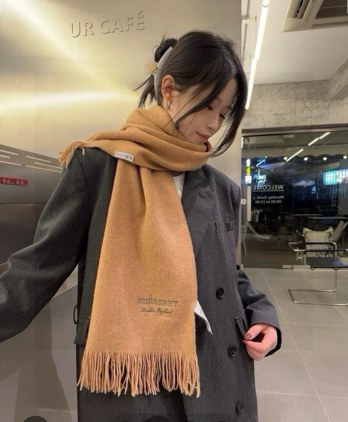 BURBERRY BBR SCARF 180 CM IN CASHMERE 489737